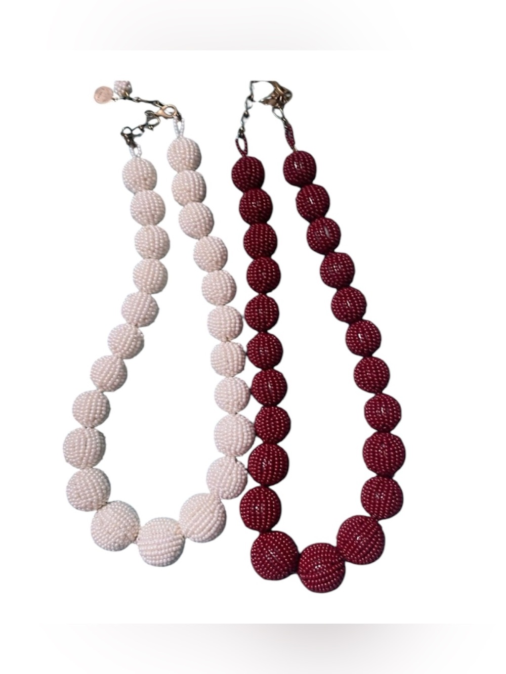 Olivia beaded Necklace Set - White and Red
